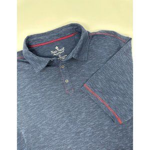 Nat Nast Luxury Originals Mens XL POLO shirt blue  w/red stitching SHORT SLEEVE